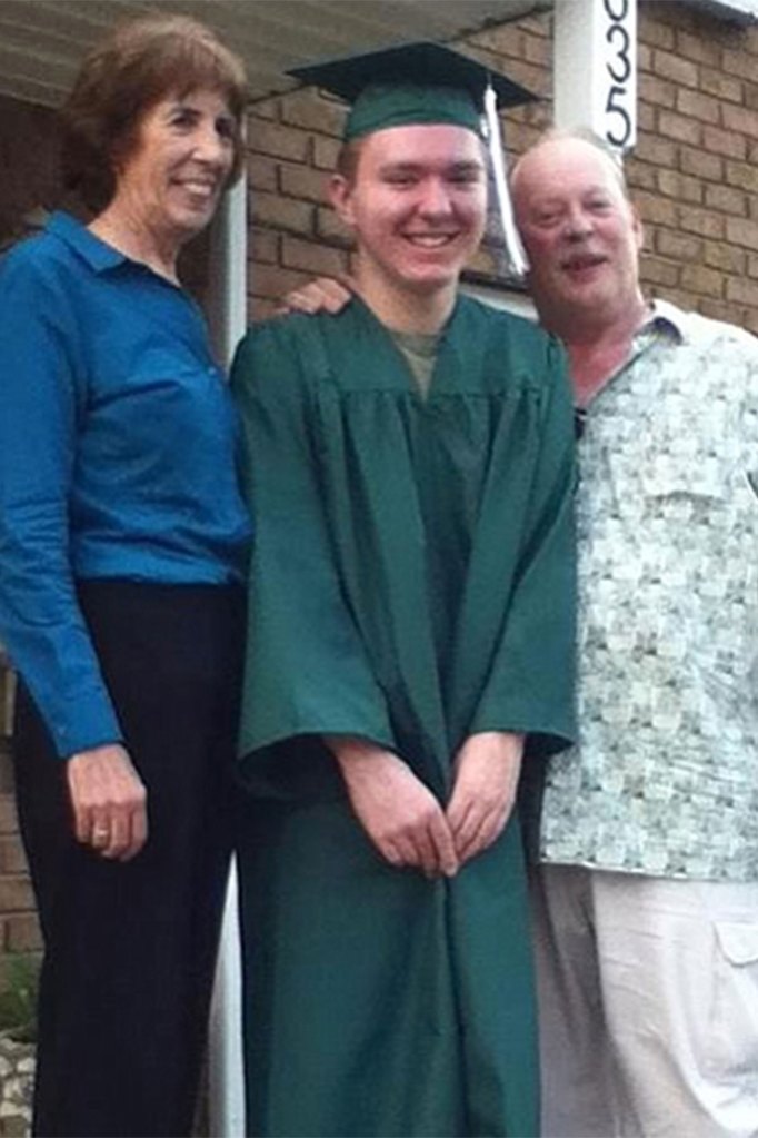 Mary Ann Schulz, Scott Kologi, Adrian Kologi on Scott's eight-grade graduation day.