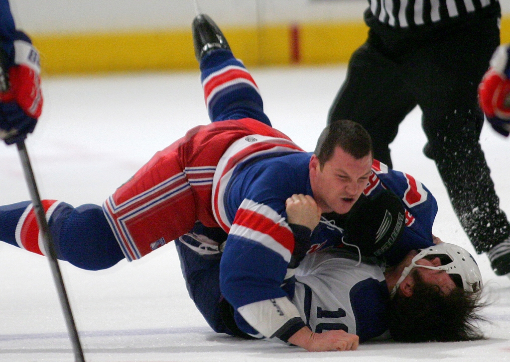 In the NHL, Avery was well known for his game brawls.