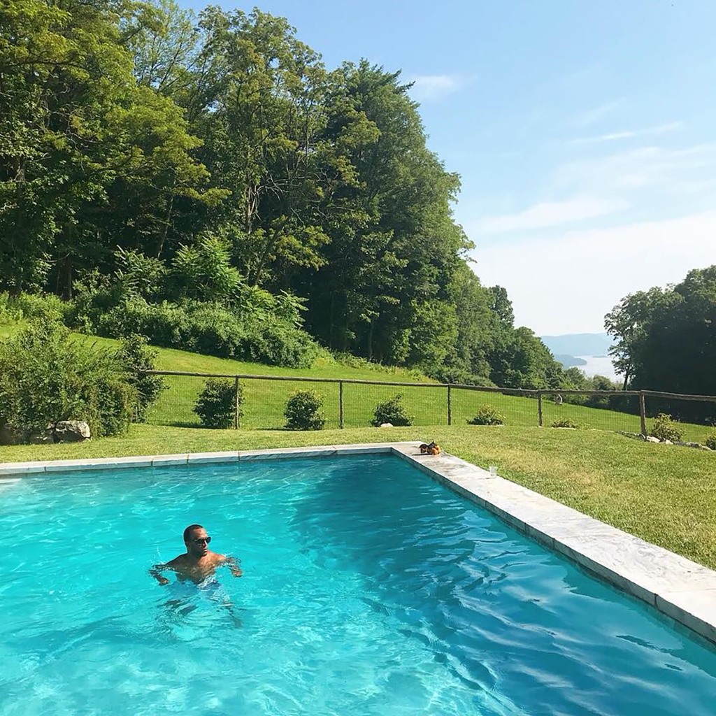 Harlod Leath shared a photo of himself swimming in what appears to be the pool on Sean Patrick Maloney’s property.