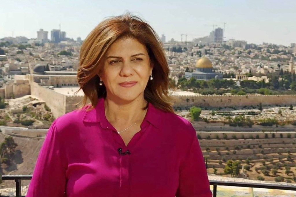 Abu Akleh during one of her news reports from Jerusalem.