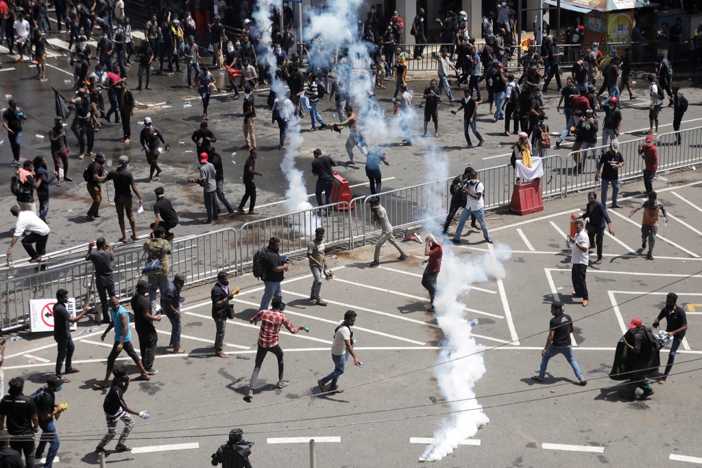 Police use tear gas to disperse demonstrators near President's residence during a protest demanding the resignation of President Gotabaya Rajapaksa , amid the country's economic crisis, in Colombo, Sri Lanka, July 9, 2022.