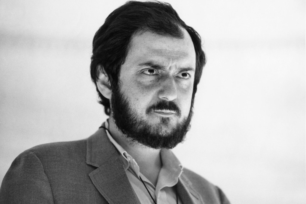 Stanley Kubrick in a black and white portrait. 