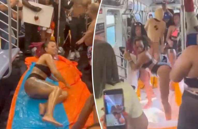 Wild, twerk-fueled pool party breaks out on NYC train