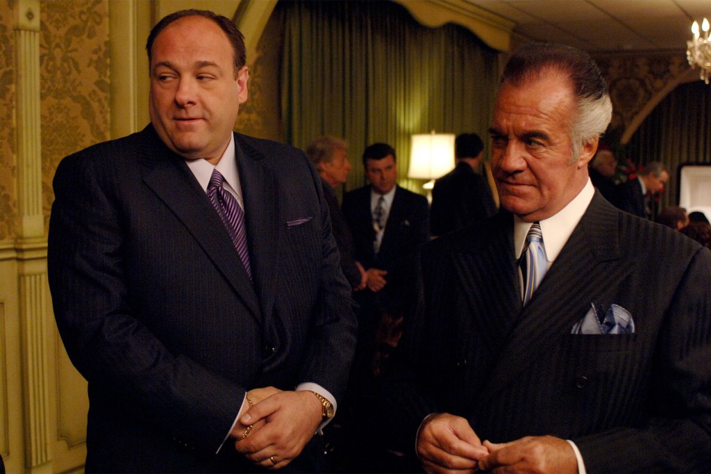 James Gandolfini and Tony Sirico as Tony Soprano and Paulie Walnuts.