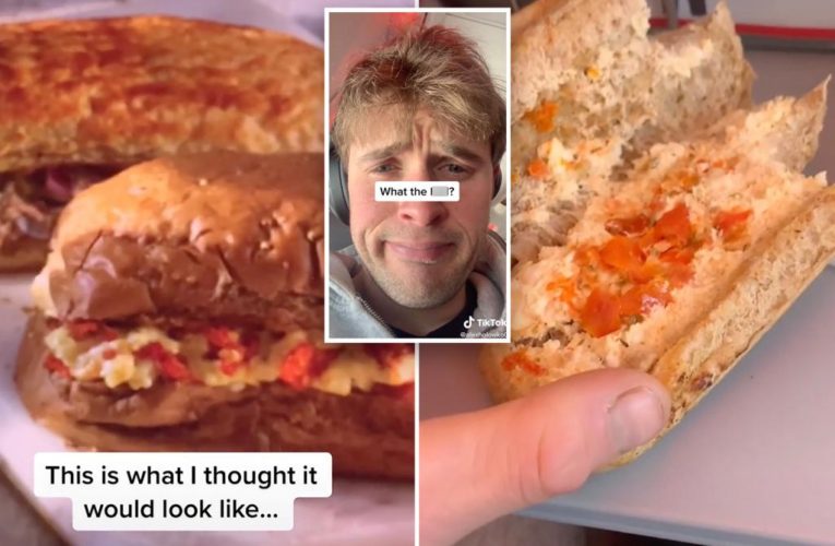 European tourist unimpressed with sandwich served on Jet2 flight