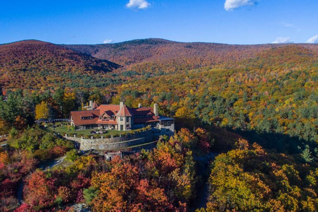 Aerial of the Castle in the Sky in New Hampshire.