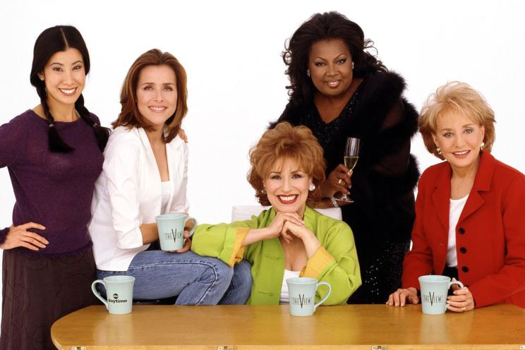 "The View" cast is pictured in a promotional photo from 1999. From left: Lisa Ling, Meredith Vieria, Joy Behar, Star Jones and Barbara Walters. 