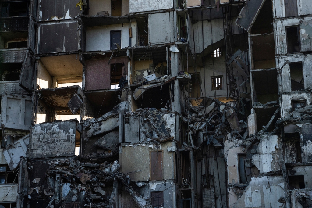 A building is in shambles after it was destroyed in a Russian attack in Kharkiv, Ukraine on July 1. 