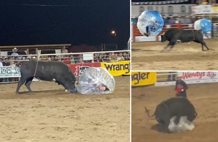 Angry bull bounces people like beachballs during ‘bubble race’