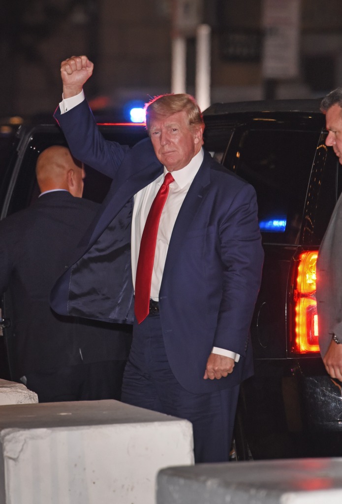 Donald Trump arrives at Trump Tower in NYC Tuesday night.