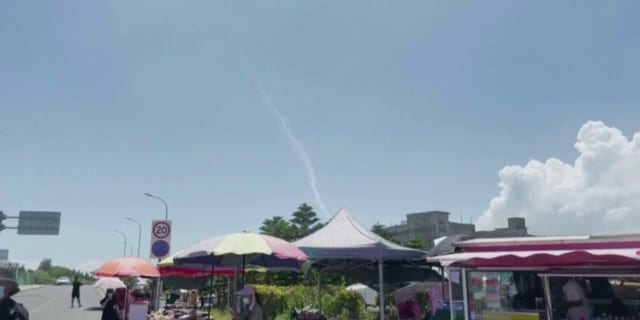 Tourists at Pingtan Island spotted the Chinese military's missile launches into water near Taiwan, Aug. 4, 2022. 