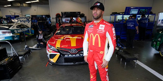 Bubba Wallace in the garage. 