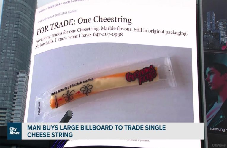 Canadian man Angel Domingo takes out billboard to trade stick of string cheese