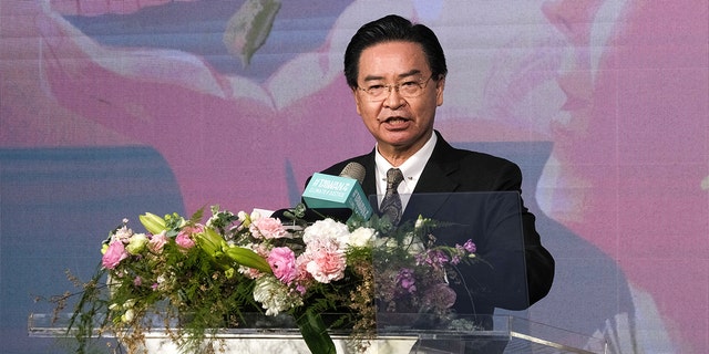 Taiwanese Foreign minister Joseph Wu gives a speech during a launch ceremony of the Taiwan Gender Equality Week on International Women's Rights Day in Taipei.