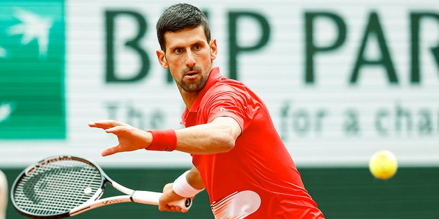 Novak Djokovic plays against Aljaz Bedene during the French Open at Roland Garros on May 27, 2022, in Paris.