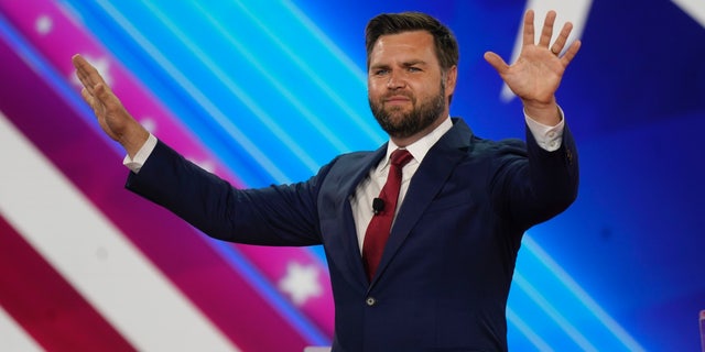 Ohio Senate GOP nominee JD Vance takes the stage to speak at the Conservative Political Action Conference (CPAC) in Dallas, Friday, Aug. 5, 2022. 