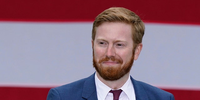 Michigan's 3rd District Congressional Republican candidate Peter Meijer speaks at a campaign rally on Oct. 14, 2020, in Grand Rapids, Michigan.