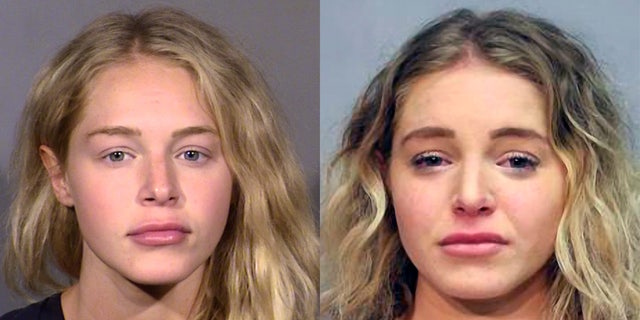 A photo combination showing Courtney Clenney's mugshot from July 2021 in Las Vegas for battery and her arrest in Hawaii for the alleged murder of Christian Obumseli.