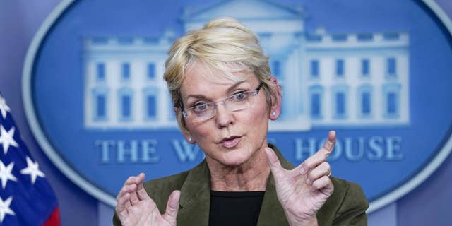 Energy Secretary Jennifer Granholm speaks during a press briefing at the White House, Nov. 23, 2021, in Washington. 