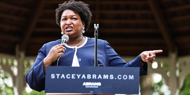 Stacey Abrams, Democratic gubernatorial candidate for Georgia, speaks during a campaign event in Reynolds, Georgia, US, on Saturday, June 4, 2022. 