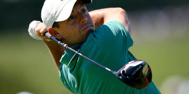 Rory McIlroy watches his shot at the BMW Championship, Aug. 20, 2022, in Wilmington, Delaware.