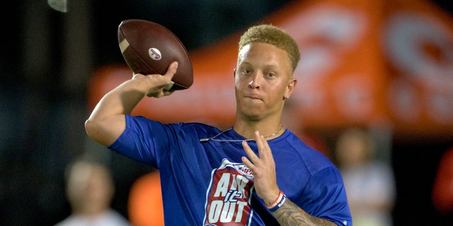 FILE - South Carolina quarterback Spencer Rattler throws at the Manning Passing Academy on the Nicholls State University campus in Thibodaux, La., June 24, 2022. In the offseason, one-time Oklahoma Heisman Trophy contender Rattler transferred to the University of South Carolina, one of several additions expected to add punch to the team.