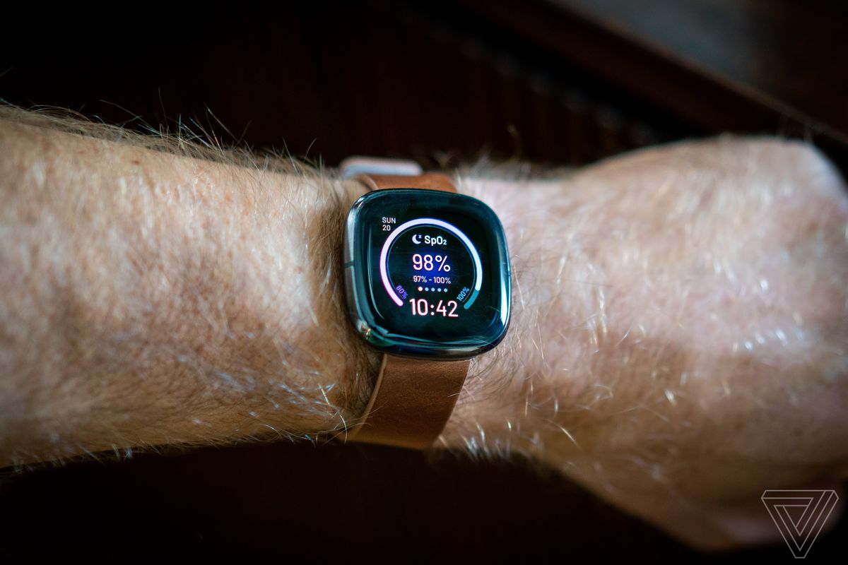 Fitbit Sense screen with SpO2 clock face