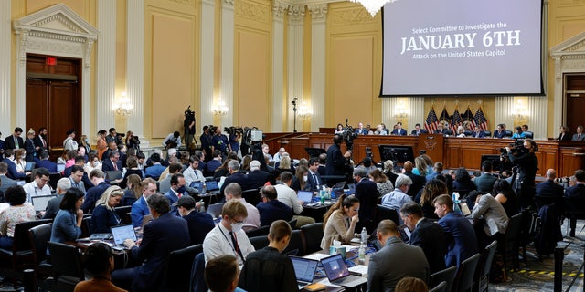 A House select committee on Capitol Hill holds a hearing on June 16, 2022, the third of eight planned public hearings to investigate the Jan. 6, 2021, attack on the U.S. Capitol. (Reuters/Jonathan Ernst)