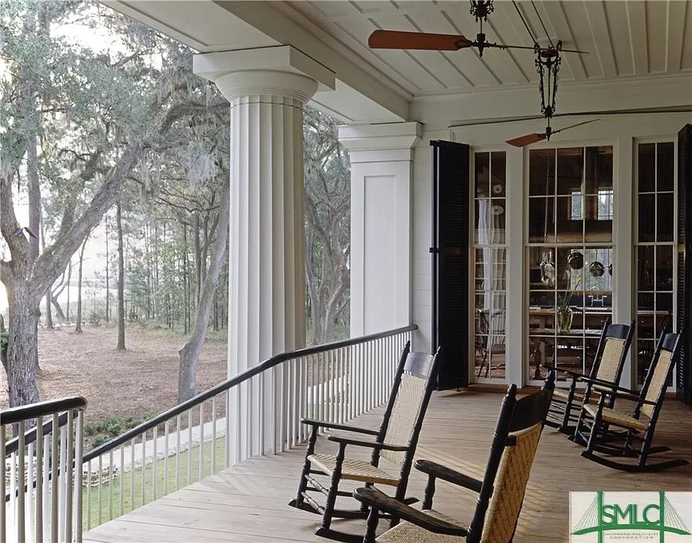 The front porch of the main residence.