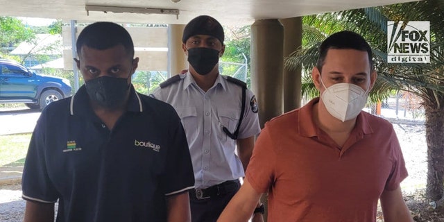 Bradley Dawson leaves Lautoka High Court in Fiji. Dawson is being remanded back into custody while he waits for a bail hearing on September 1st.