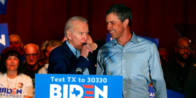 Then-Democratic presidential candidate and former Vice President Joe Biden speaks after former Texas Rep. Beto O'Rourke endorsed him at a campaign rally, March 2, 2020, in Dallas, Texas.