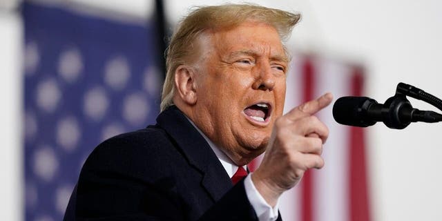 President Trump speaks at a campaign rally at HoverTech International Oct. 26, 2020, in Allentown, Pa.