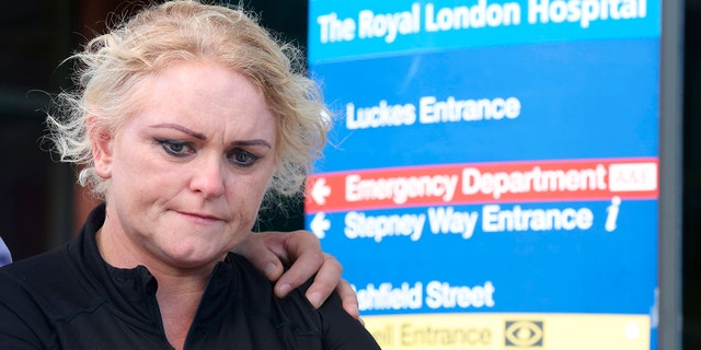 Hollie Dance, mother of 12-year-old Archie Battersbee, speaks to the media outside the Royal London hospital in Whitechapel, east London, on Aug. 3, 2022. 