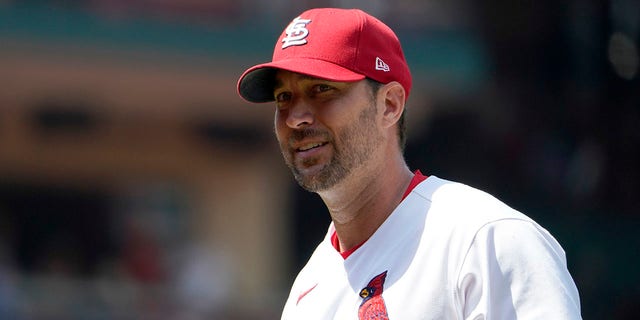 St. Louis Cardinals starting pitcher Adam Wainwright walks off the field after working during the seventh inning of a baseball game against the Colorado Rockies Thursday, Aug. 18, 2022, in St. Louis. 