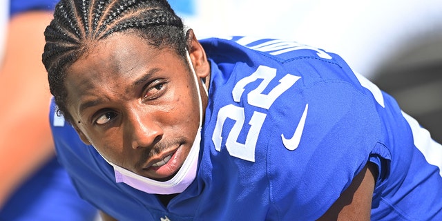 New York Giants cornerback Adoree' Jackson is shown during the second half against the Cleveland Browns at FirstEnergy Stadium, Aug. 22, 2021, in Cleveland, Ohio.