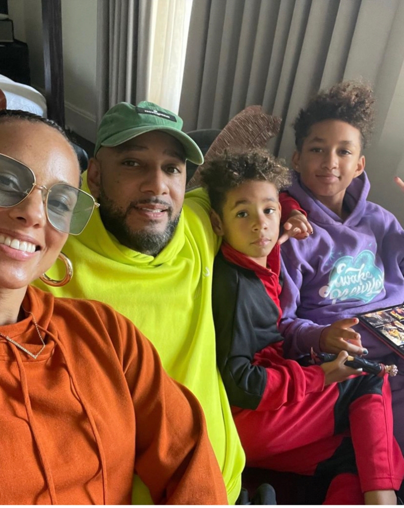 Alicia Keys with husband Swizz Beatz and their two sons, Genesis and Egypt.