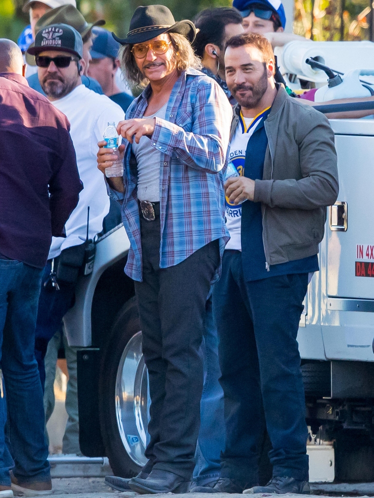 Robert Downey Jr. plays a Mexican in "All-Star Weekend" is pictured on set with co-star Jeremy Piven.