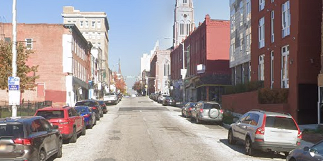 The threats allegedly were made on this block in Baltimore, Md., according to police.