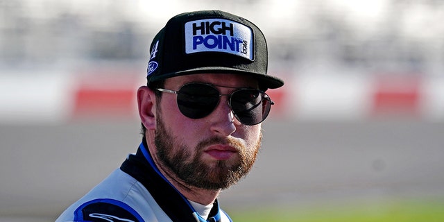 Chase Briscoe watches during practice and qualifying for the Federated Auto Parts 400 at Richmond Raceway on Aug. 13, 2022, in Richmond, Virginia.