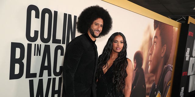 Colin Kaepernick and Nessa Diab attend the Netflix Limited Series "Colin in Black and White" Premiere at Los Angeles County Museum of Art on October 28, 2021, in Los Angeles, California.