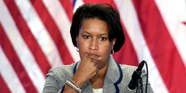 DC Mayor Muriel Browser listens during a public safety briefing at the Marion S. Barry, Jr., Building in Washington, DC, on July 28, 2021. 