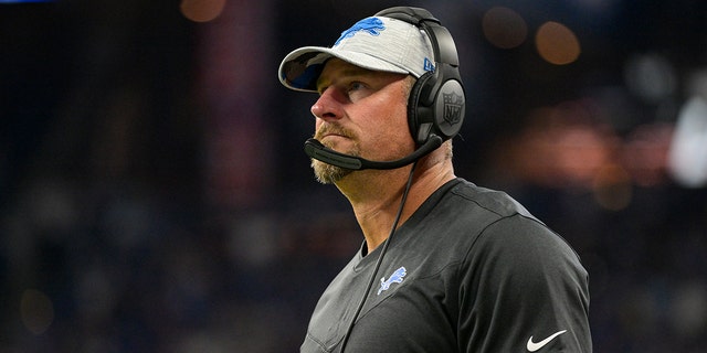 Detroit Lions head coach Dan Campbell watches from the sideline during the preseason game against the Colts in Indianapolis, Saturday, Aug. 20, 2022.