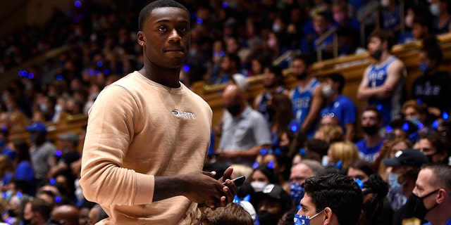 Dariq Whitehead attends Countdown To Craziness at Cameron Indoor Stadium on October 15, 2021 in Durham, North Carolina.