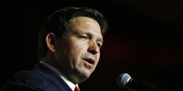 Ron DeSantis, governor of Florida, speaks during the 2022 Victory Dinner in Hollywood, Florida, US, on Saturday, July 23, 2022. 