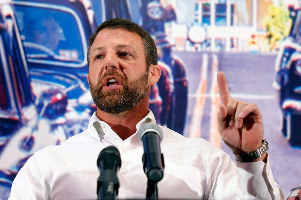 Senate candidate U.S. Rep. Markwayne Mullin gives his victory speech at his watch party on Aug. 23, 2022, in Tulsa, Okla. 