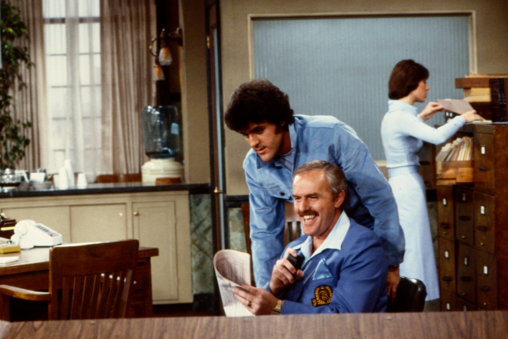 Richard Roat and Jay Leno are seen together during a scene out of the ABC movie 'Almost Heaven'. 
