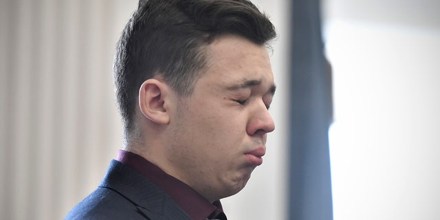 Kyle Rittenhouse cries as he is found not guilty on all counts, Nov. 19, 2021, in Kenosha, Wisconsin, in the shooting of three demonstrators.