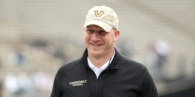 Vanderbilt Commodores head coach Clark Lea during  the Vanderbilt Commodores Black and Gold Spring Game, April 16, 2022, at Vanderbilt Stadium in Nashville, Tennessee. 