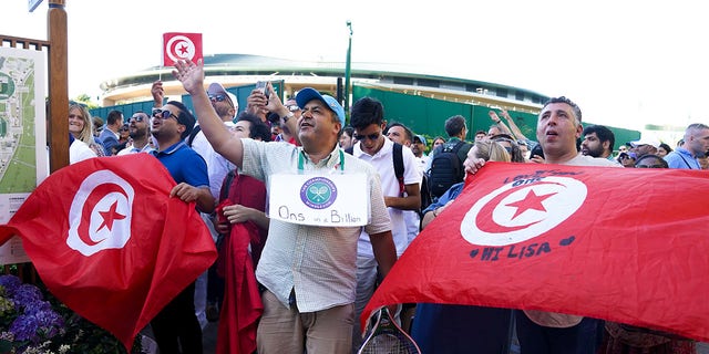 Ons Jabeur supporters at the 2022 Wimbledon Championships at the All England Lawn Tennis and Croquet Club, Wimbledon, July 9, 2022. 