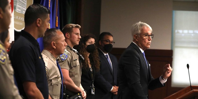 FILE: District Attorney George Gascon announced in a press conference that Nicole Lorraine Linton, a nurse from Houston, will be charged with six counts of murder for the Windsor Hills crash Monday afternoon, Aug. 8, 2022. 